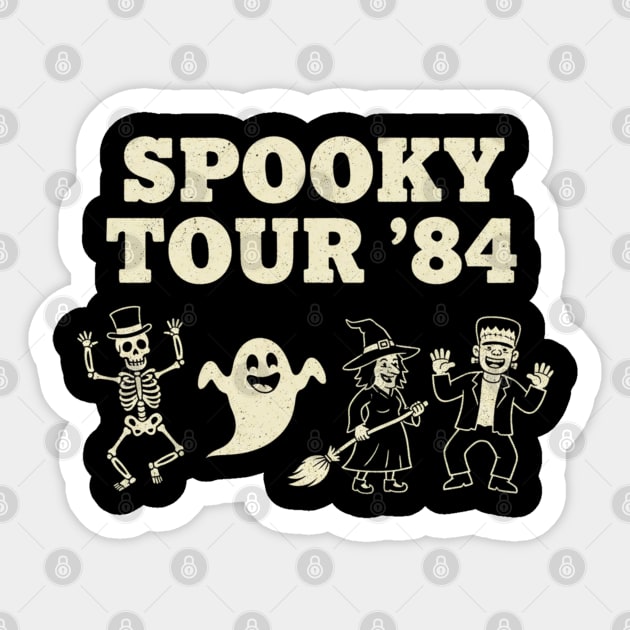 Spooky Tour ’84 – Retro Halloween Design Sticker by Stylecombinator